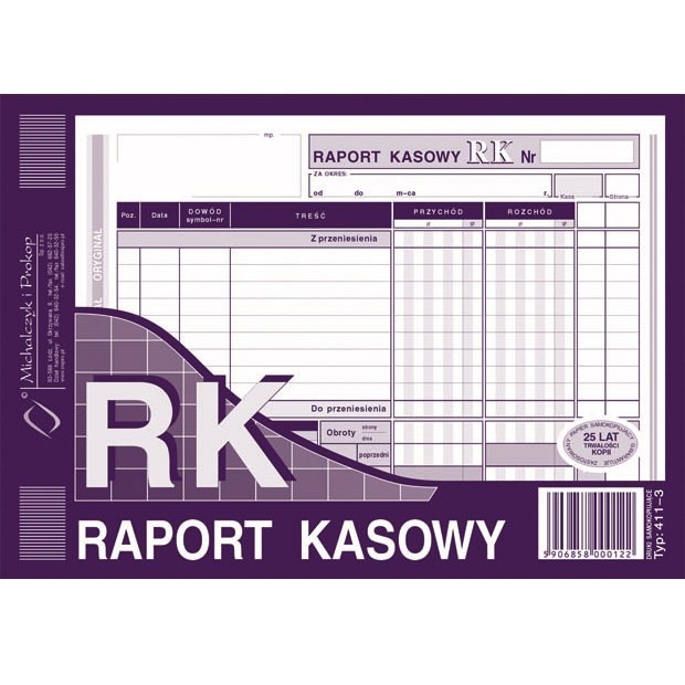 Raport kasowy 411-3